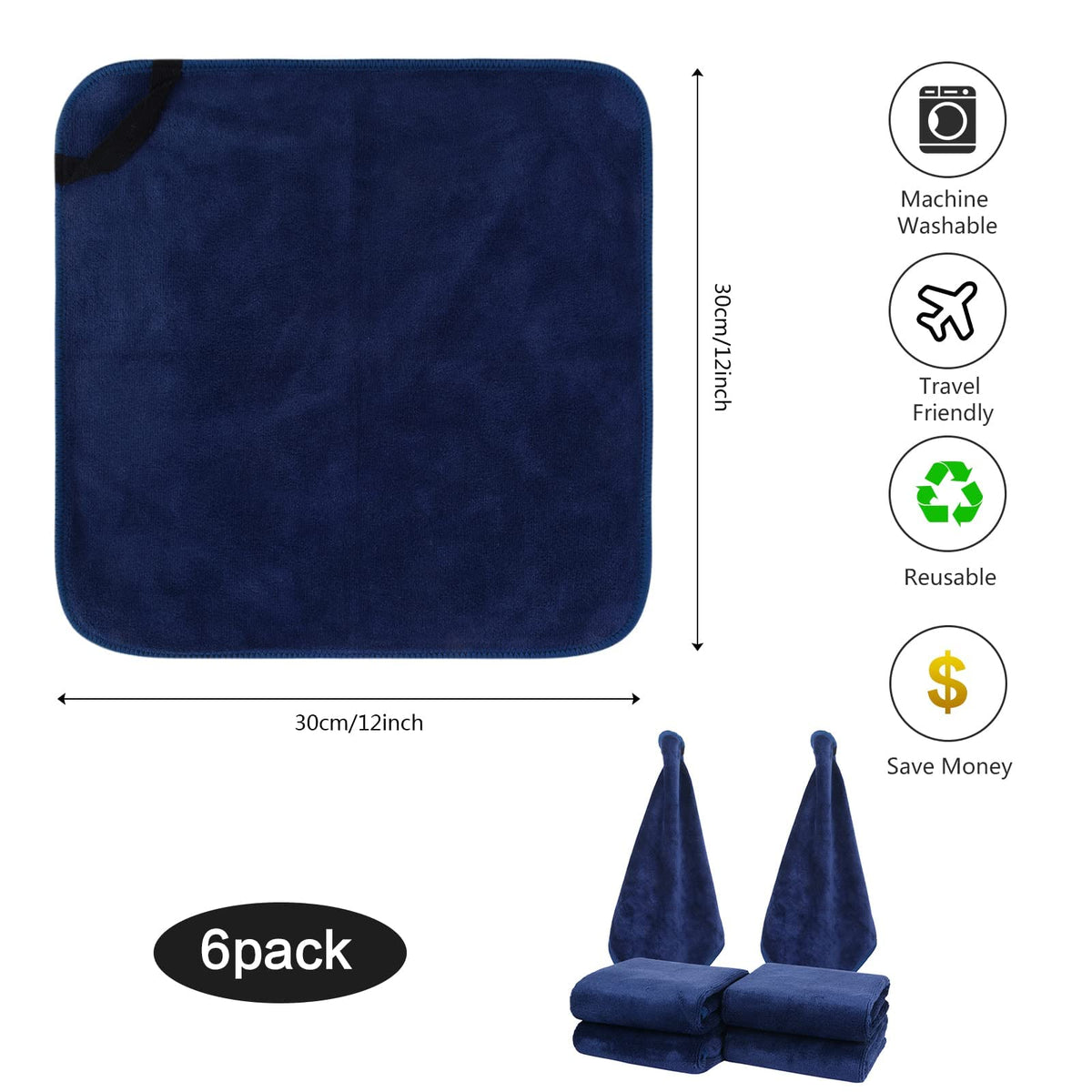 SINLAND Microfiber Facial Cloths with light soap for cleaning