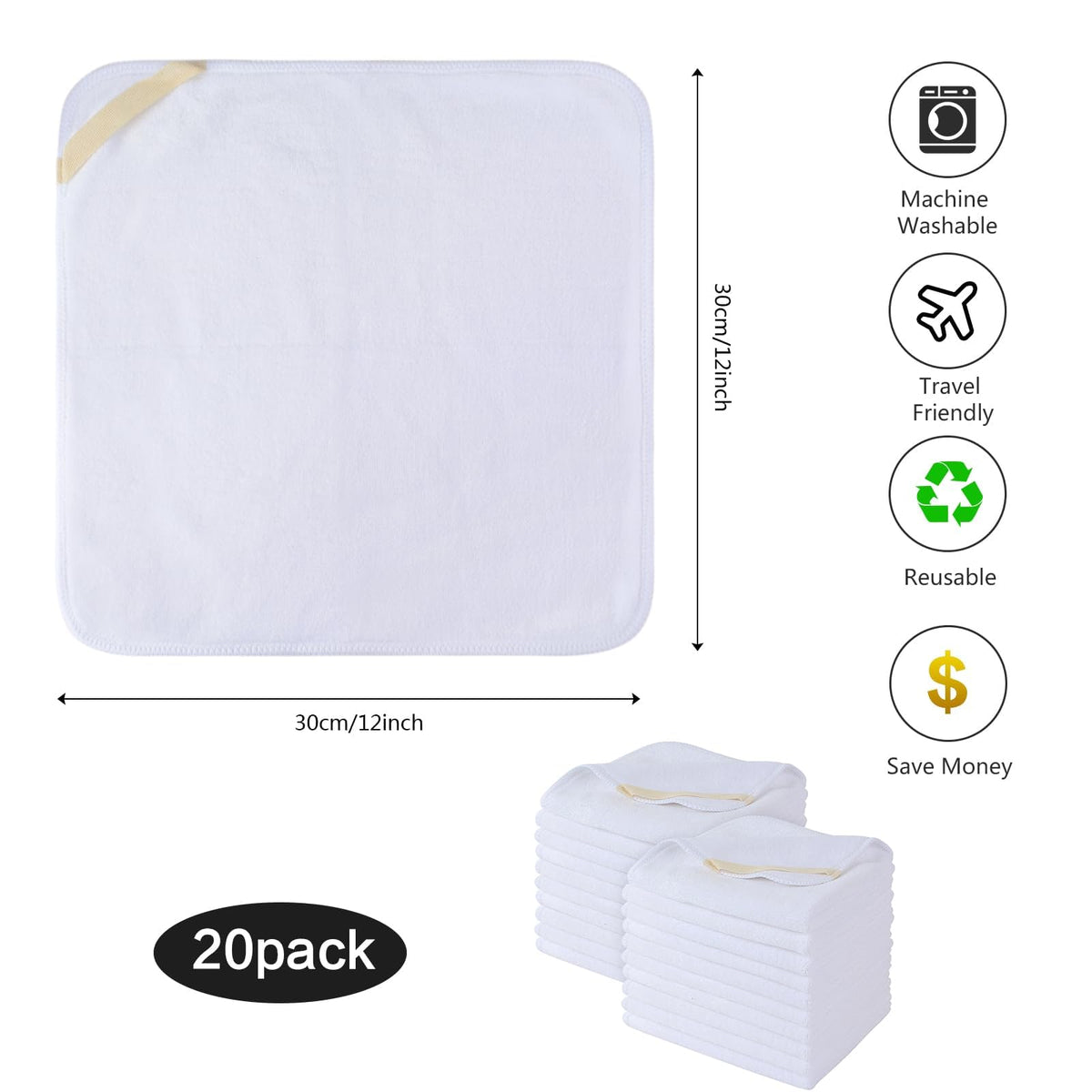 SINLAND Microfiber Facial Cloths with light soap for cleaning