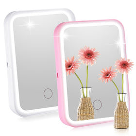 Sintuff Magnetic Makeup Mirror Set in pink and white front view