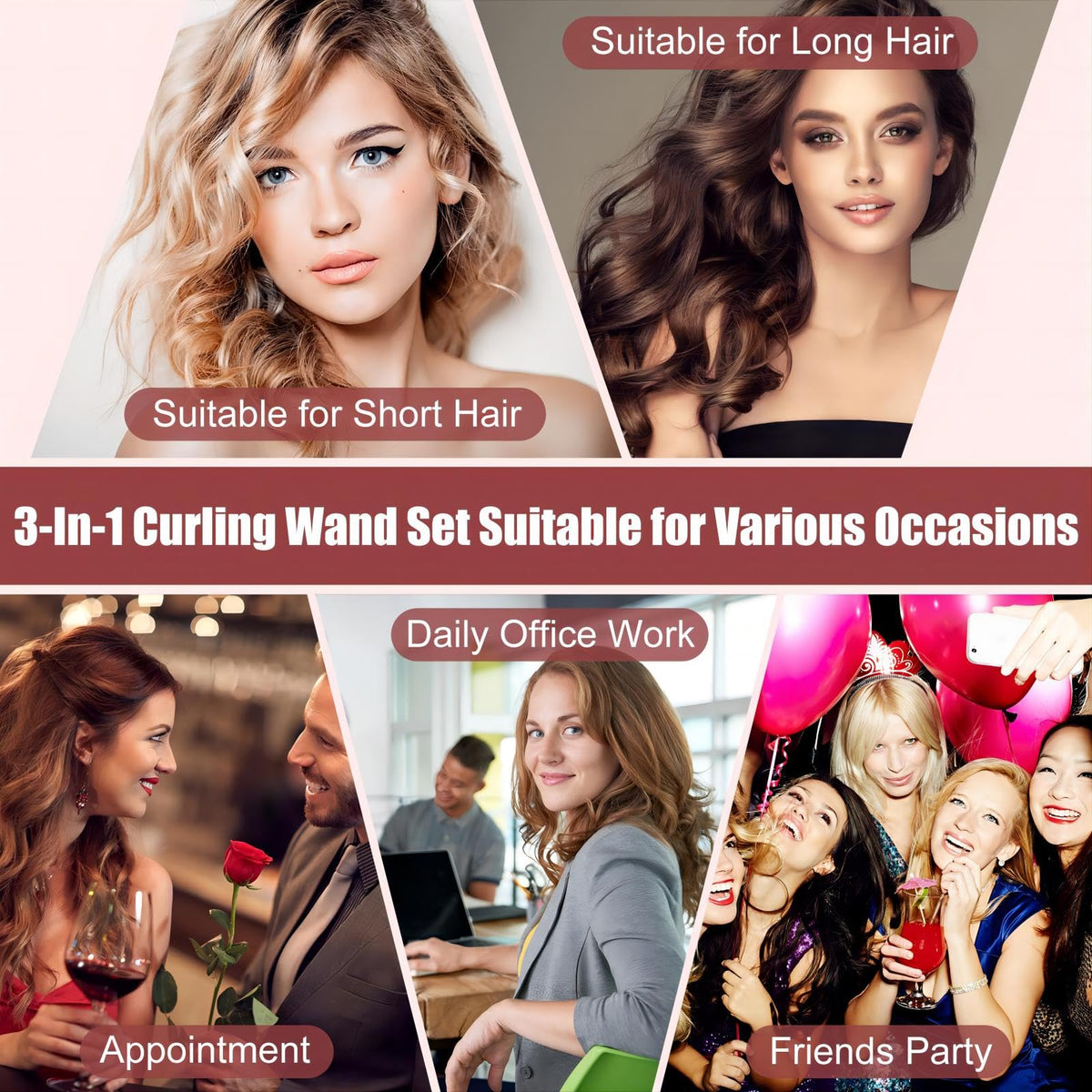 SIQUER curling wand set displayed on a vanity