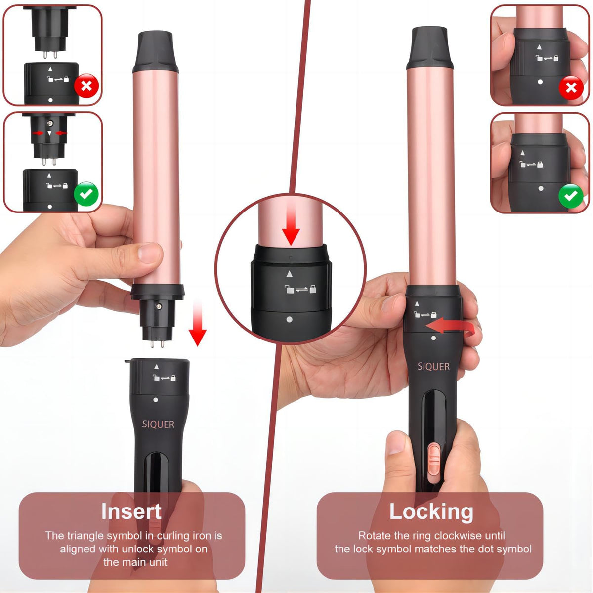 SIQUER curling wand with insulation tip and glove