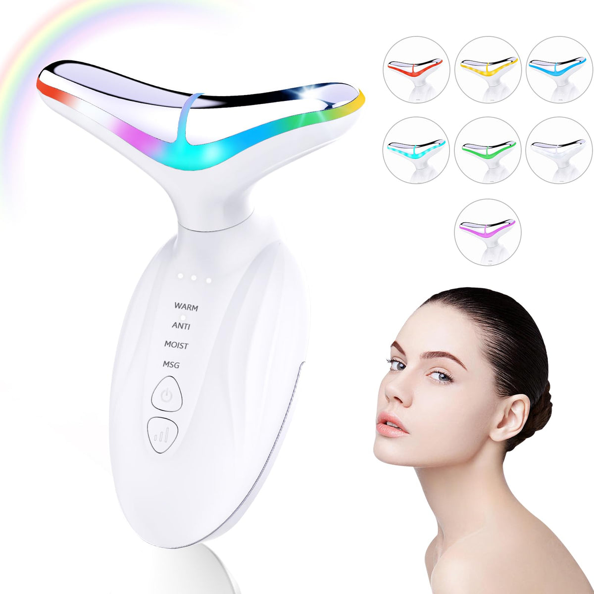 SIQUER Facial and Neck Massager front view with red light