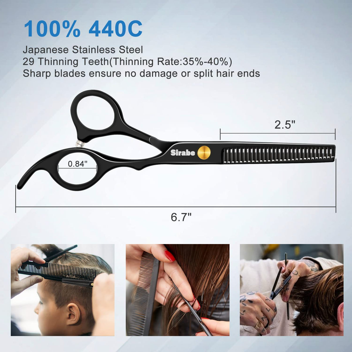 Sirabe professional hair scissors with adjustable screw