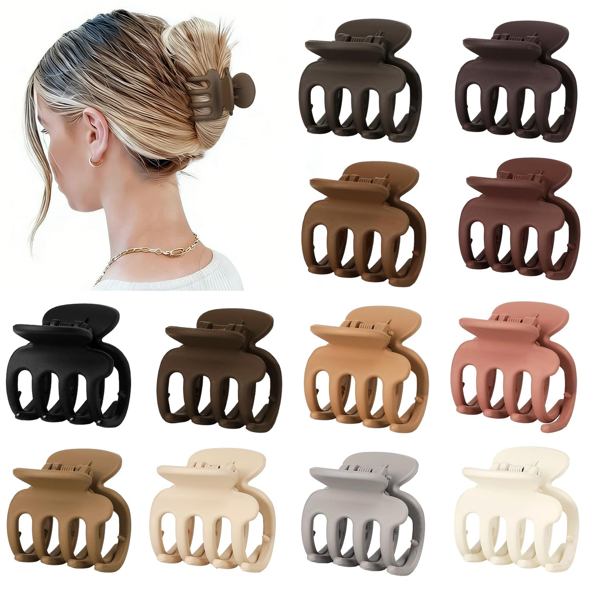 Sisiaipu 12 Pcs Hair Clips Set in assorted colours including black and beige