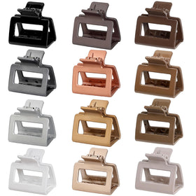 Sisiaipu 12 Pcs Medium Hair Claw Clips assorted colours including Matte Black, White, Grey, Silver, Gold, Brown