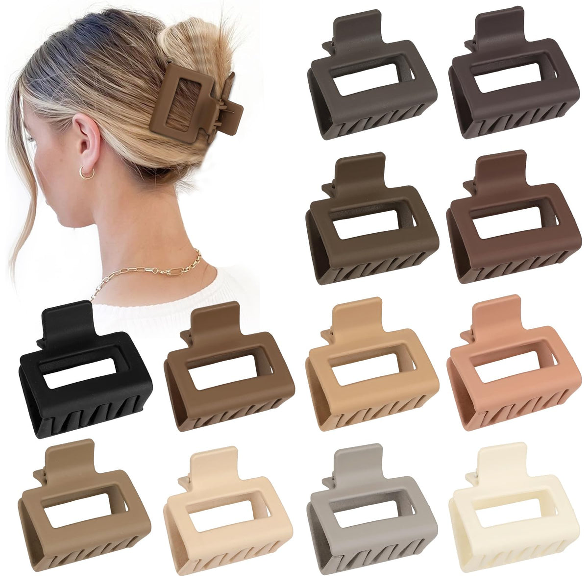 Sisiaipu 2 Inch Medium Hair Claw Clips assorted colours front view