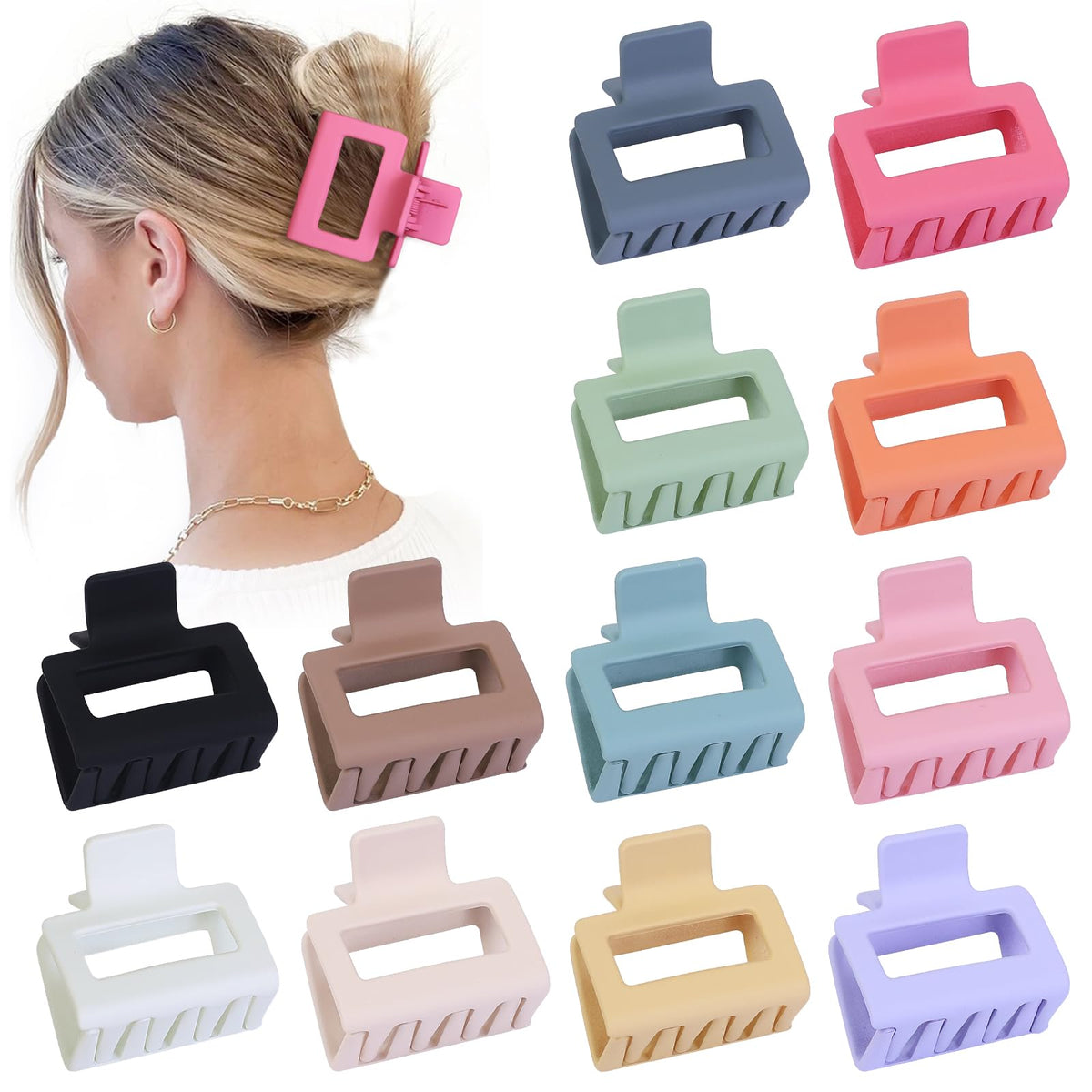 Sisiaipu 2 Inch Medium Hair Claw Clips in assorted colours front view