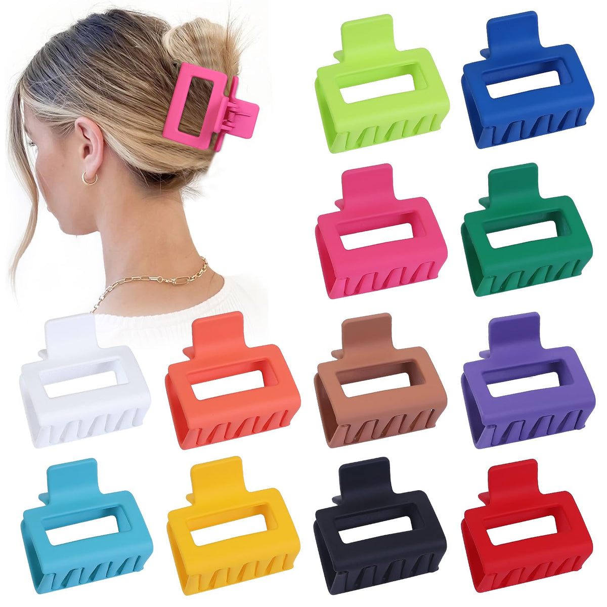 Sisiaipu 2 Inch Medium Hair Claw Clips in assorted colours front view