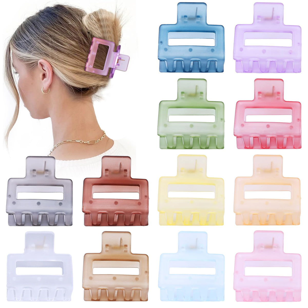 Sisiaipu 2 Inch Medium Hair Claw Clips in Grey