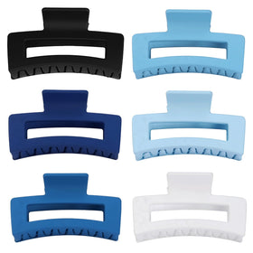 Sisiaipu 3.5 Inch Medium Hair Claw Clips in Ocean Blue, back view