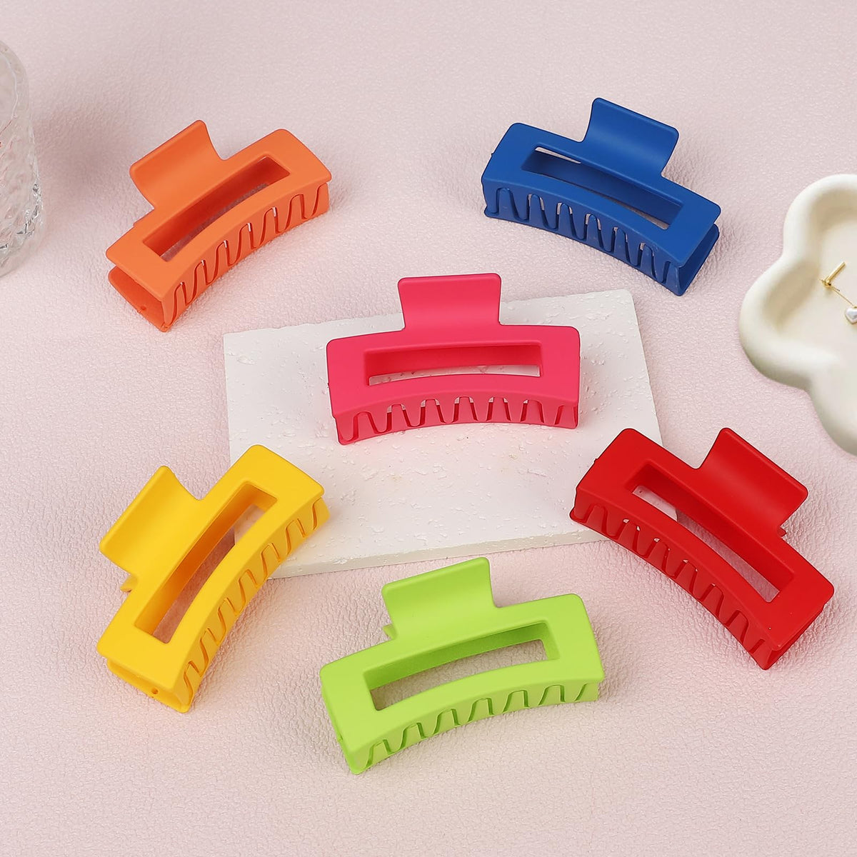Sisiaipu 3.5 Inch Square Hair Clips Pink back view
