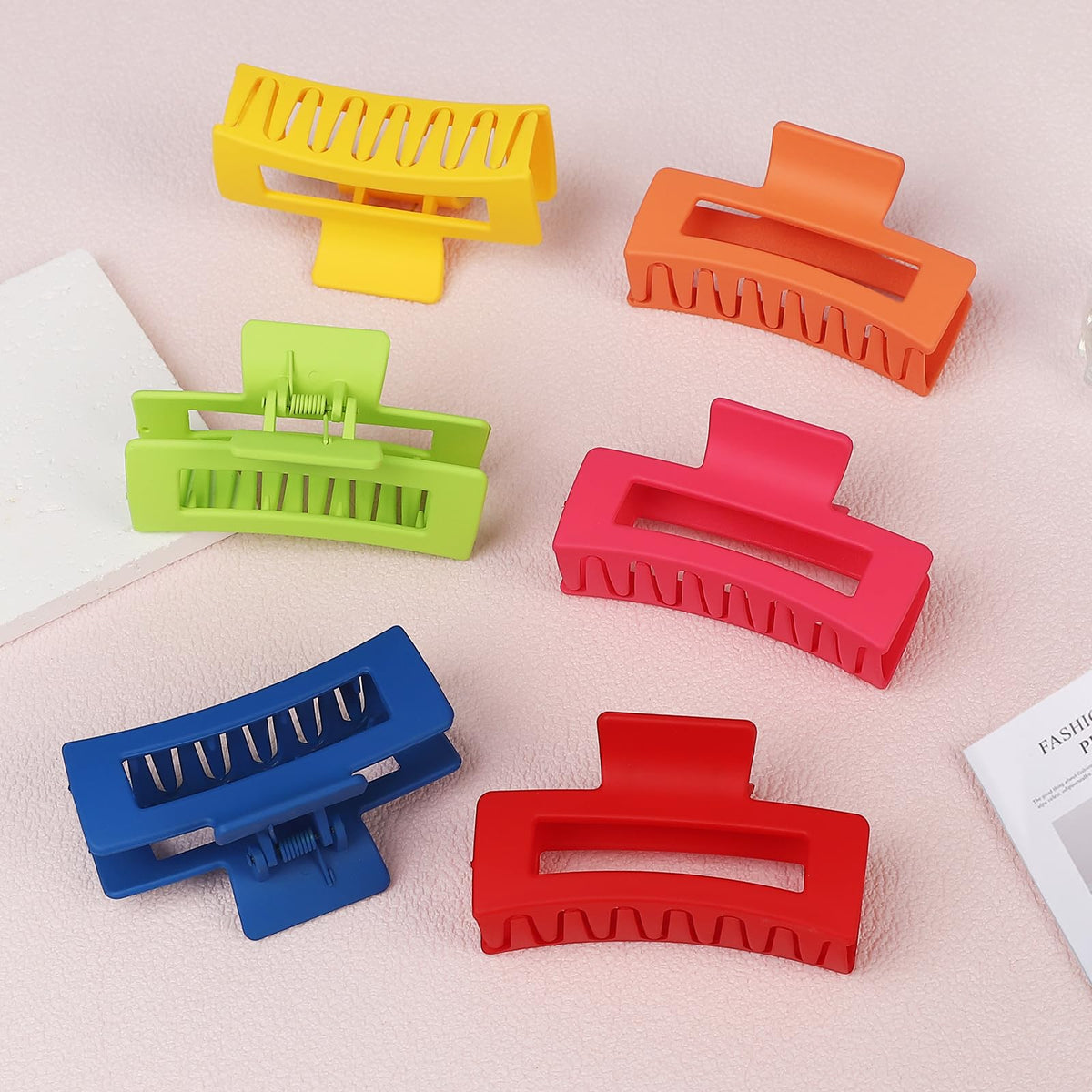 Sisiaipu 3.5 Inch Square Hair Clips Yellow side view