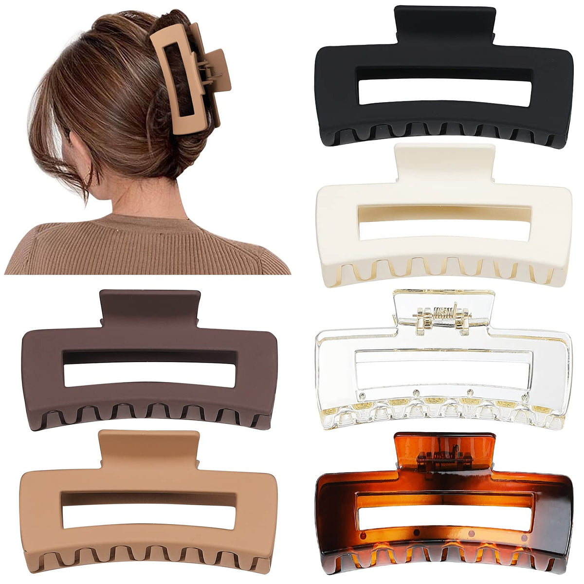 Sisiaipu 4 Inch Large Hair Claw Clip Amber side view