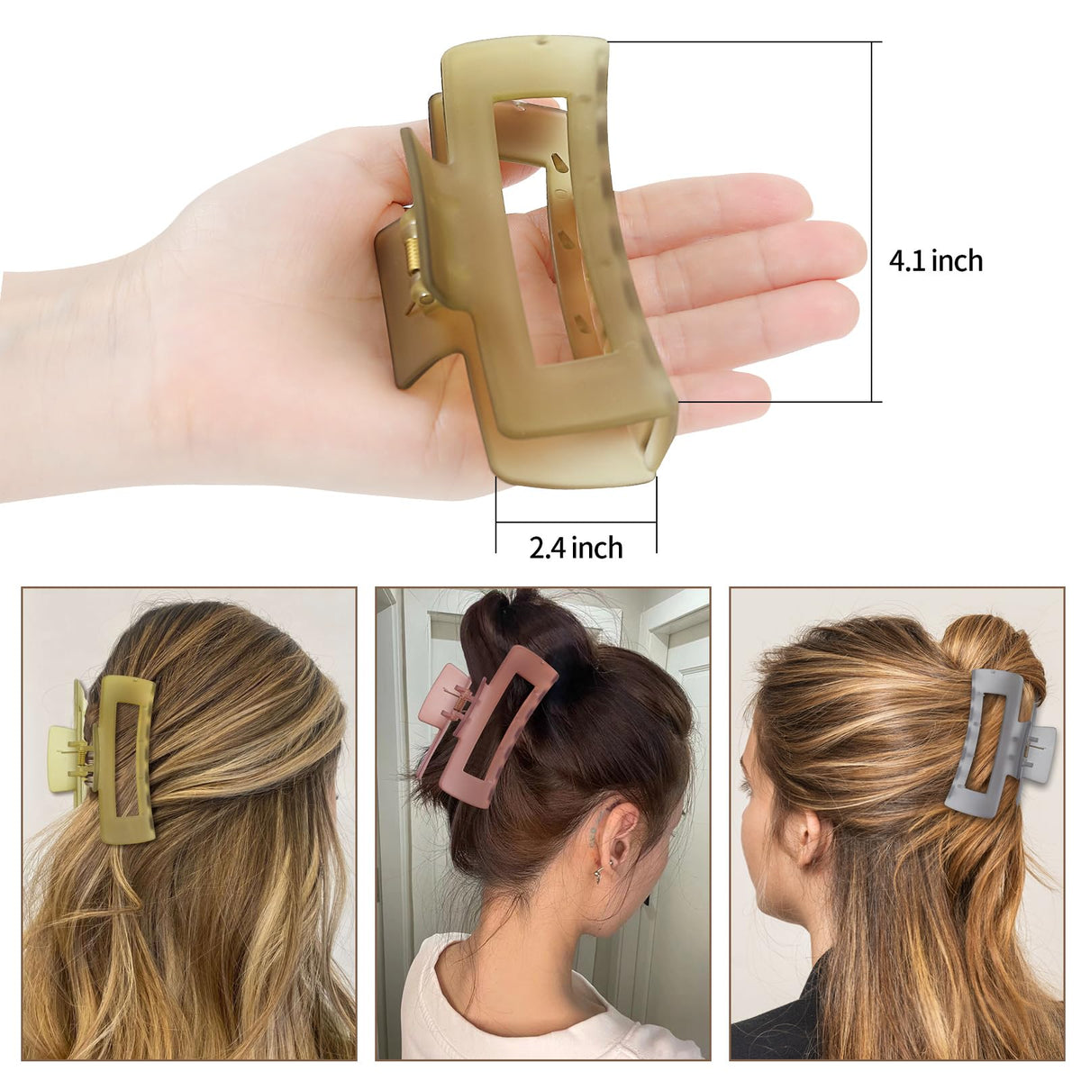 Sisiaipu 4 Inch Large Hair Claw Clip in use while applying makeup