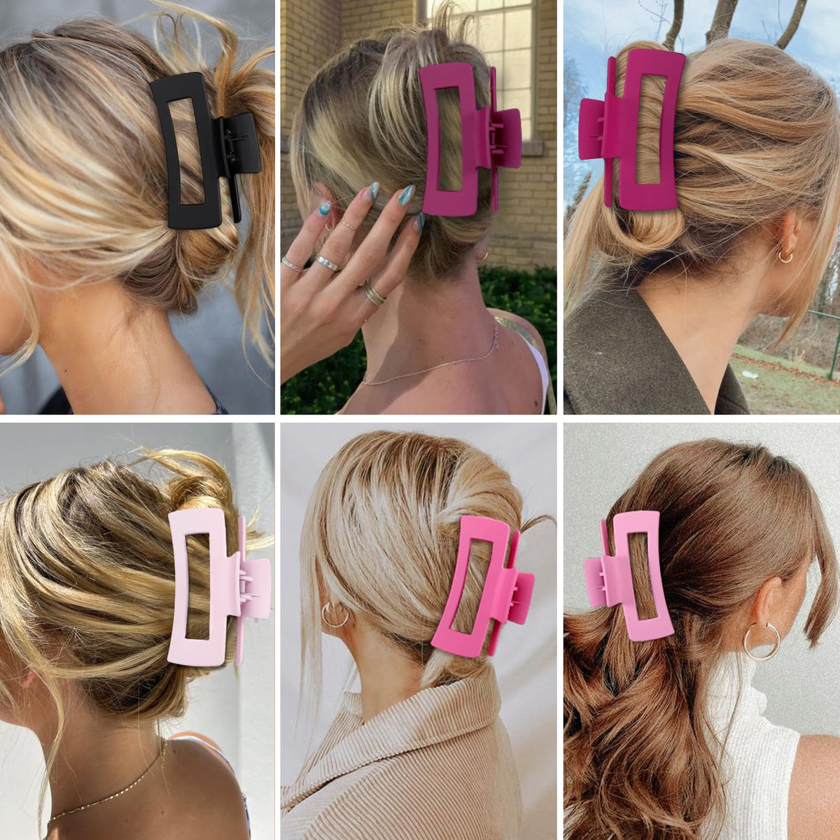 Sisiaipu 4 Inch Large Hair Claw Clip in use while applying makeup