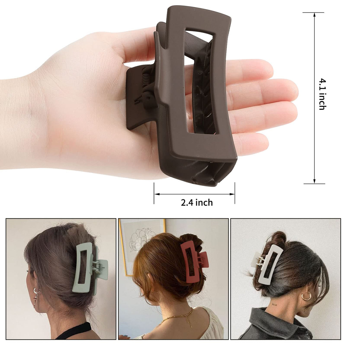 Sisiaipu 4 Inch Large Hair Claw Clips arranged in a pack
