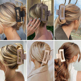 Sisiaipu 4 Inch large hair claw clips in a lifestyle scene, being used at home