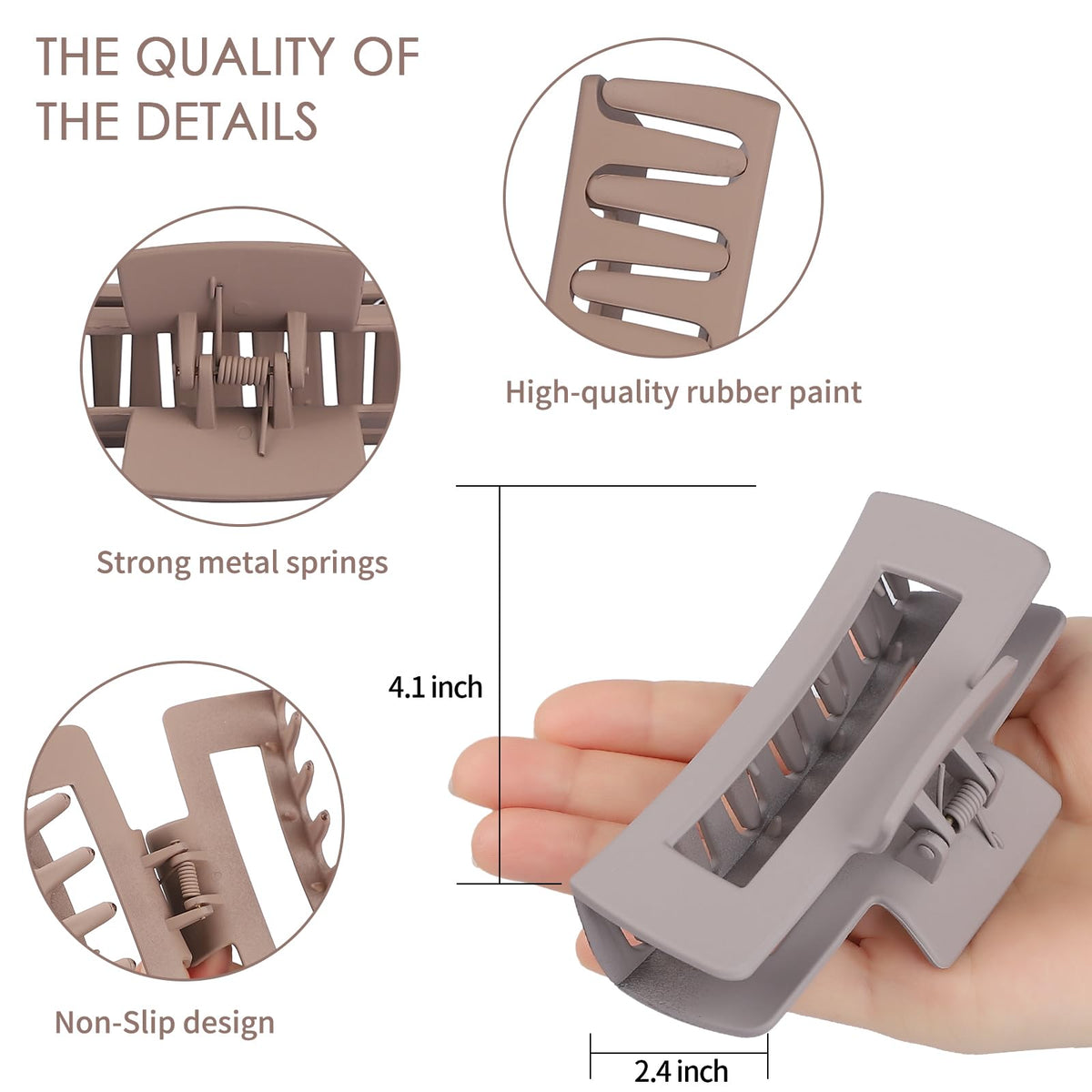 Sisiaipu 4 Inch large hair claw clips packaging, showing all 6 clips