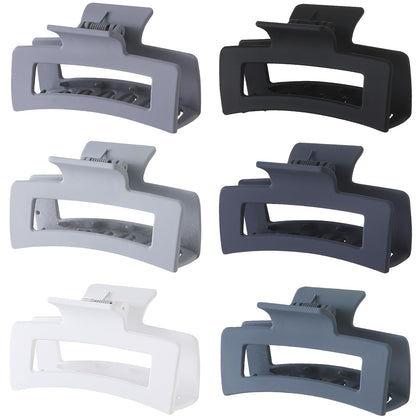 Sisiaipu 6 pack medium hair claw clips in grey shades front view
