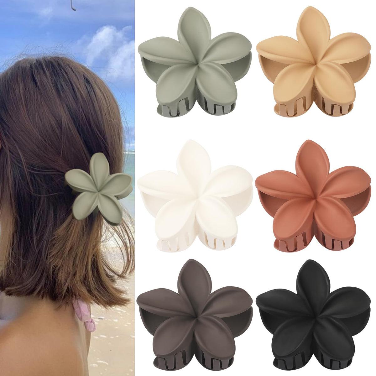 Sisiaipu Flower Claw Clip in Beige Yellow on a table