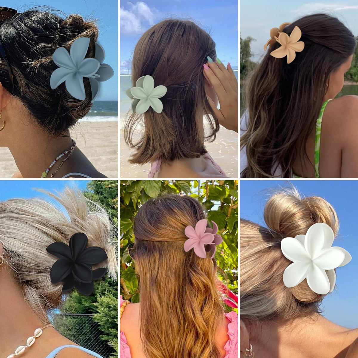 Sisiaipu Flower Hair Claw Clip in black holding hair back