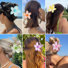 Sisiaipu Flower Hair Clips displayed on a bathroom counter