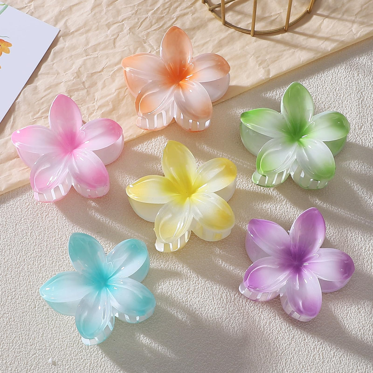 Sisiaipu Flower Hair Clips Yellow and Green side view