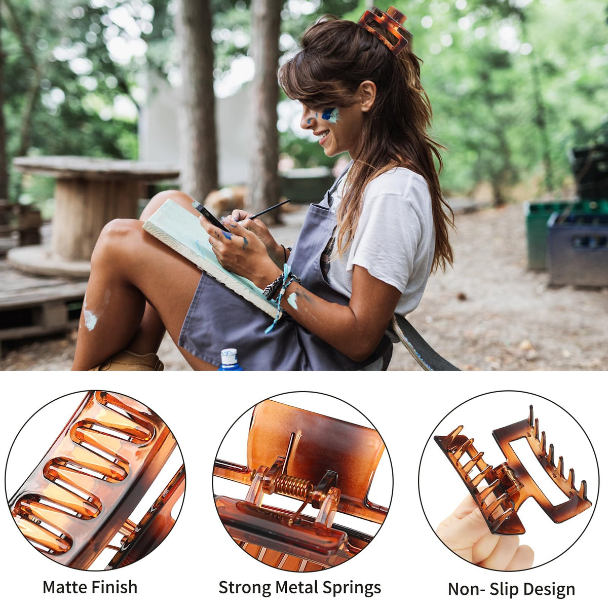 Sisiaipu Hair Clip Amber colour from the side view