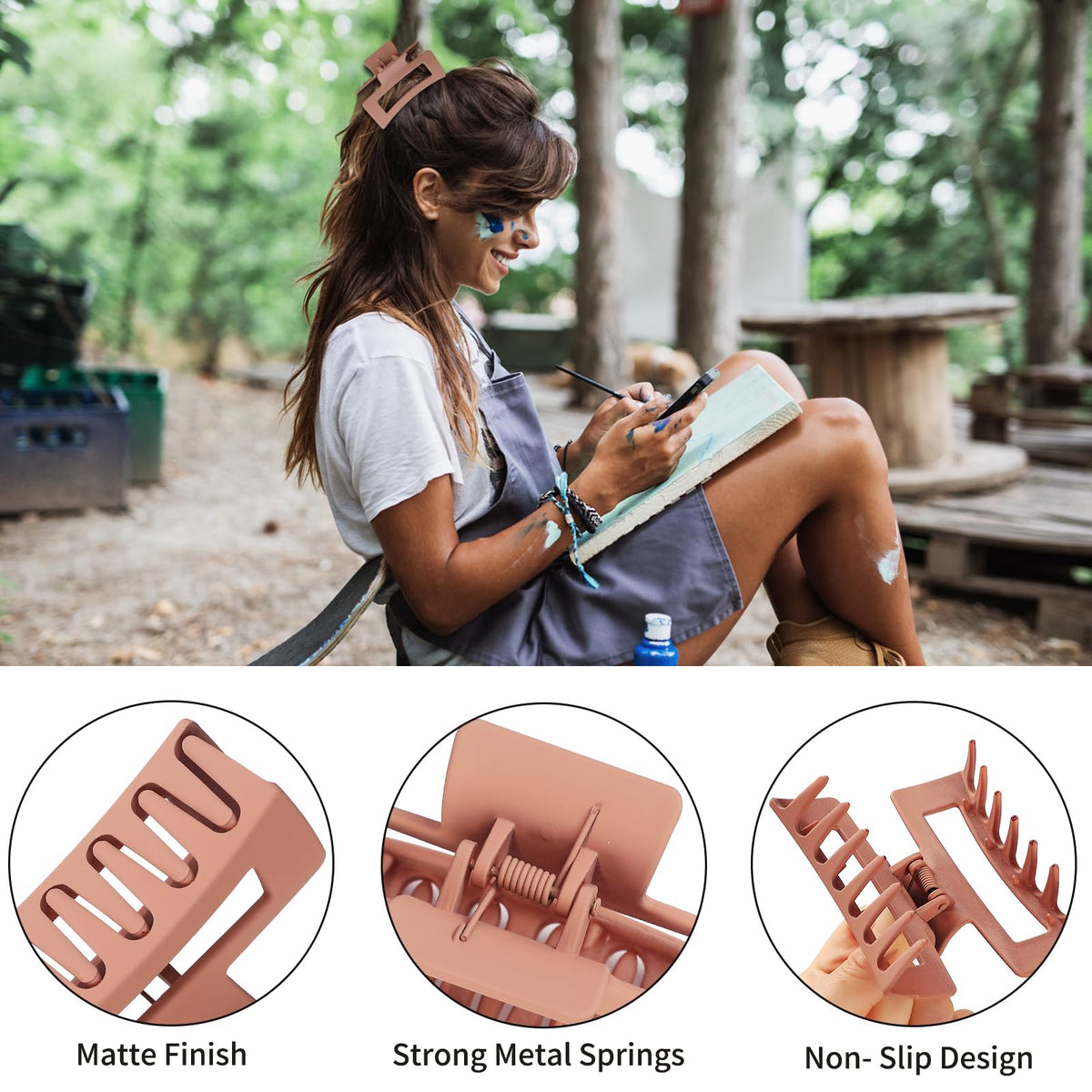 Sisiaipu Hair Clip in Reddish Coffee colour on a bathroom counter