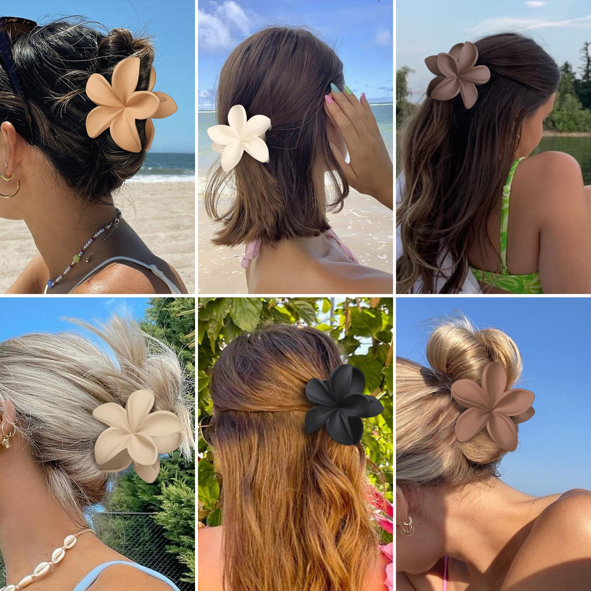 Sisiaipu Hawaiian Plumeria Flower Claw Hair Clip in Coffee