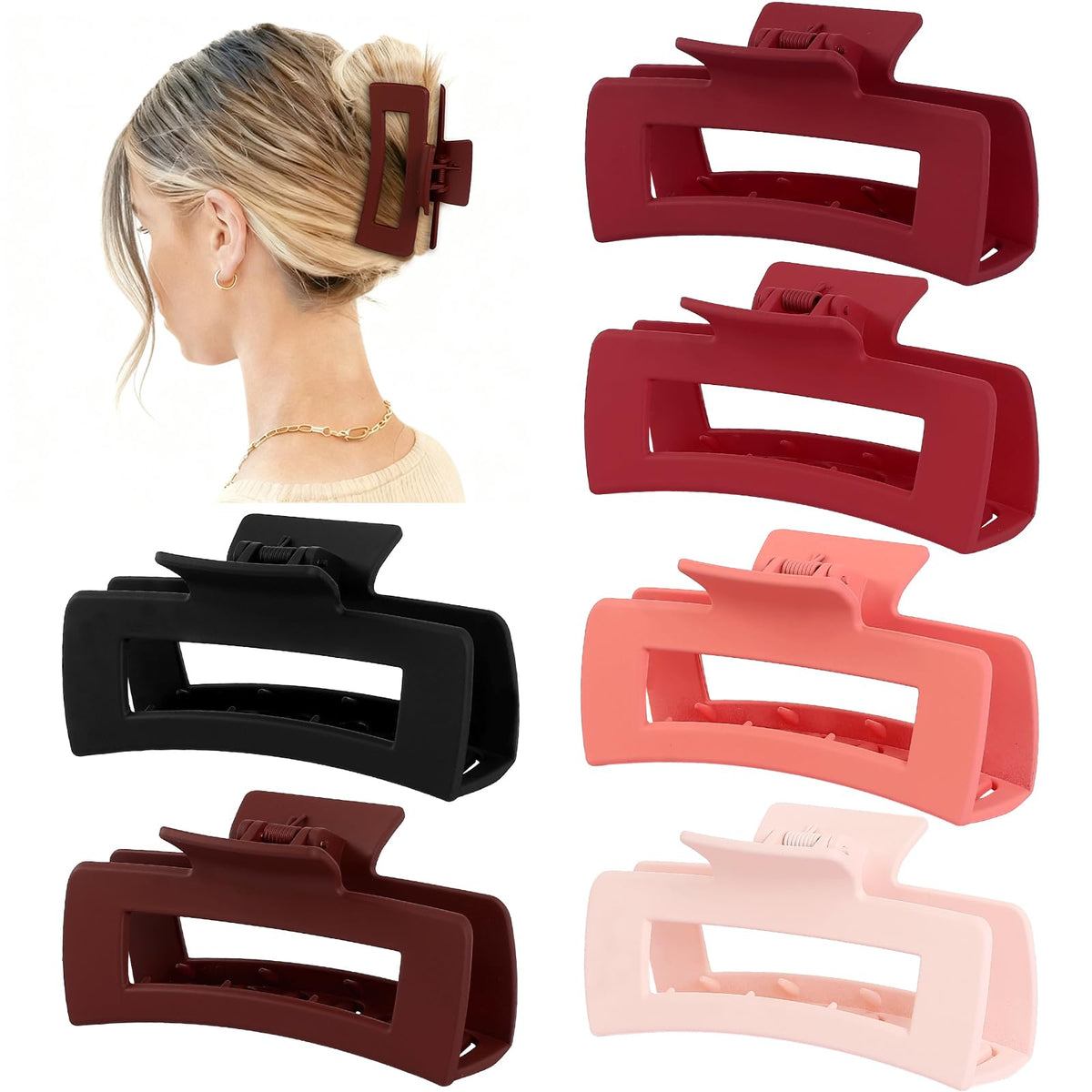 Sisiaipu Large Hair Claw Clips in use while applying makeup