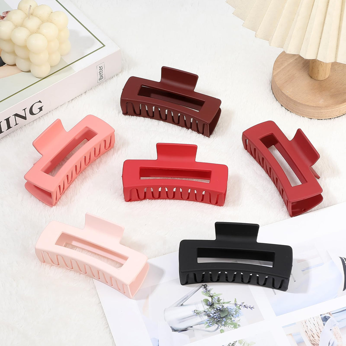 Sisiaipu Large Hair Claw Clips Pinkish Red model