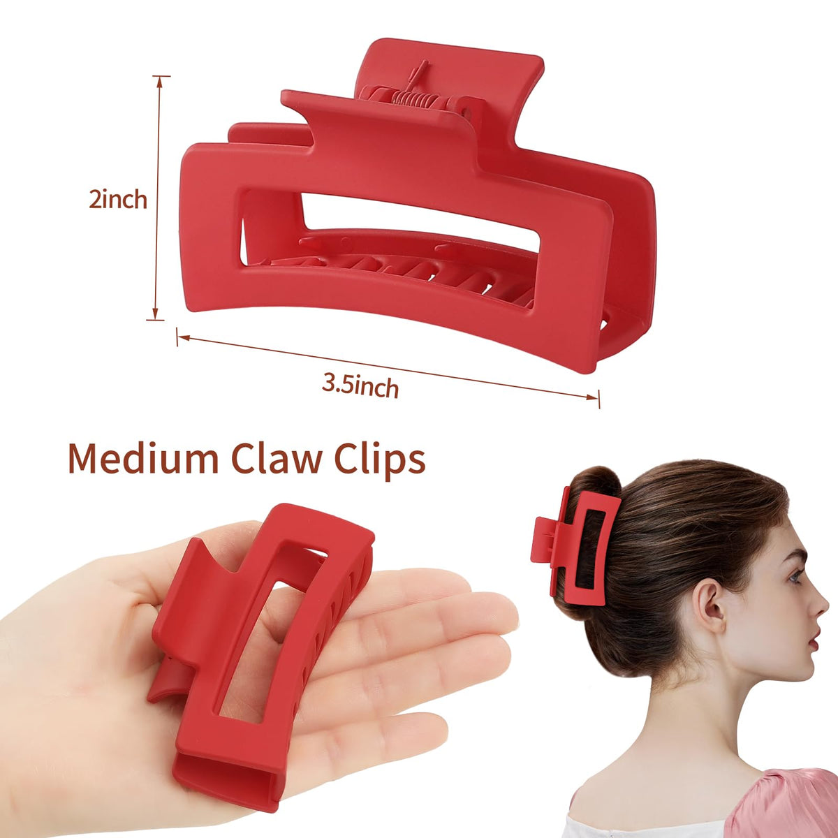 Sisiaipu Light Red and Light Pink hair claw clips displayed
