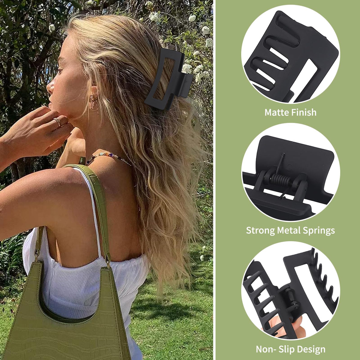 Sisiaipu Square Hair Clip held in hand, demonstrating size