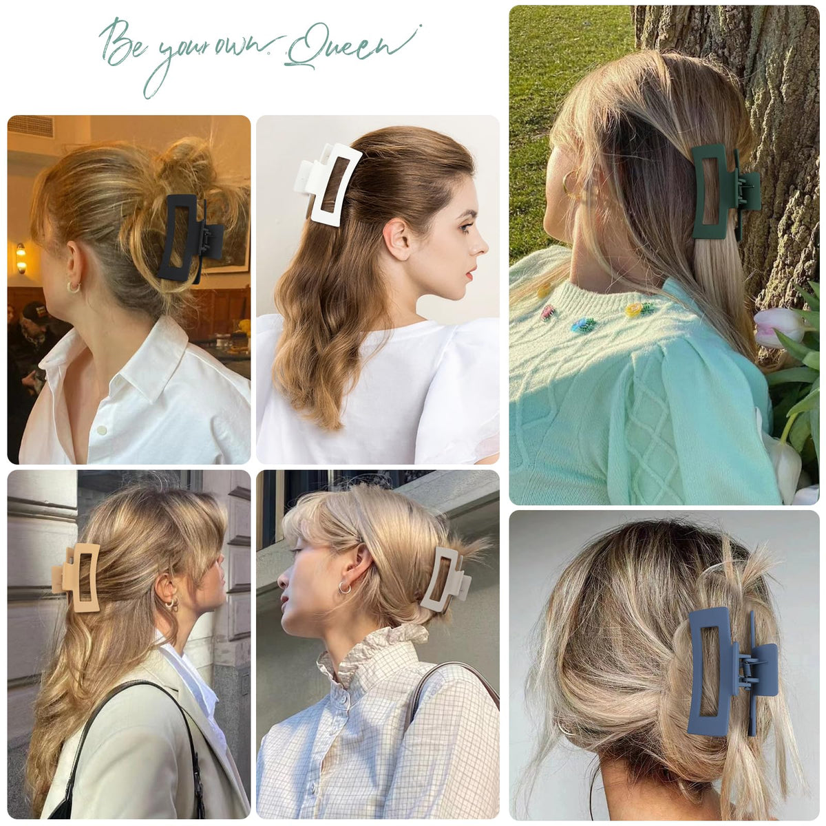 Sisiaipu Square Hair Clip in Green colour, 3.5 inch size