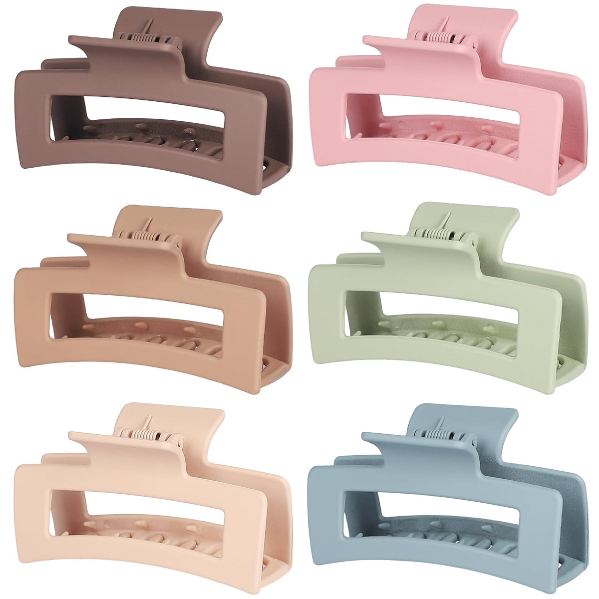 Sisiaipu Square Hair Clips 6 pack in various colours including brown and pink