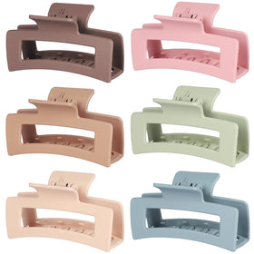 Sisiaipu Square Hair Clips 6 pack in various colours including brown and pink