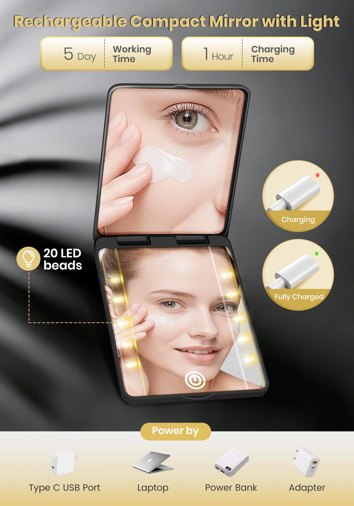 SisKokoro Compact Mirror demonstrating smooth dimming feature