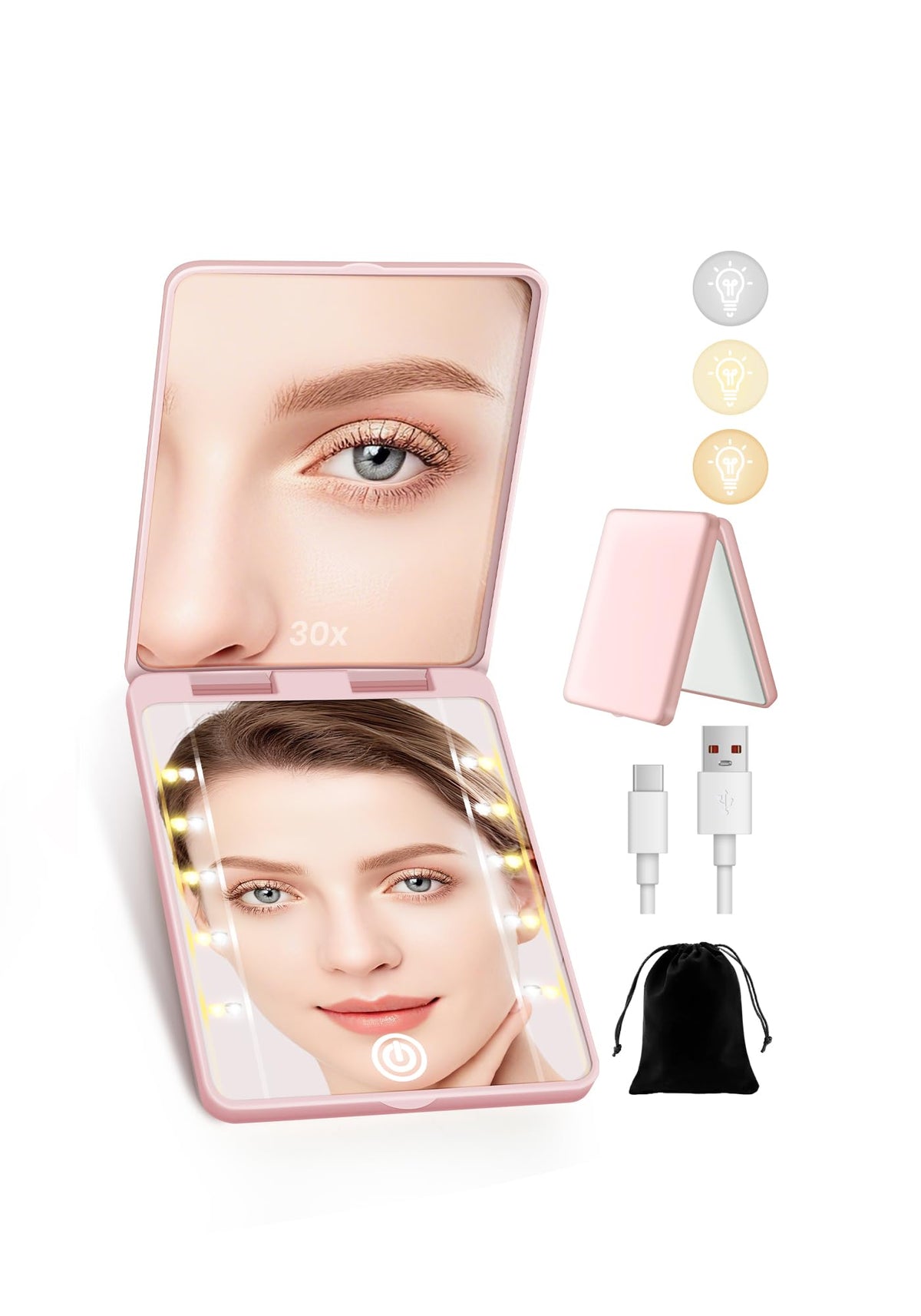 SisKokoro Compact Mirror front view with 30X magnification