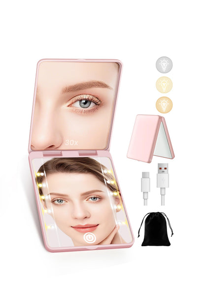SisKokoro Compact Mirror front view with 30X magnification