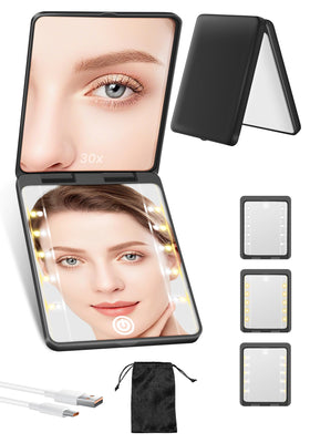 SisKokoro Compact Mirror front view with 30X magnification