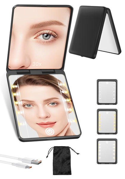 SisKokoro Compact Mirror front view with 30X magnification