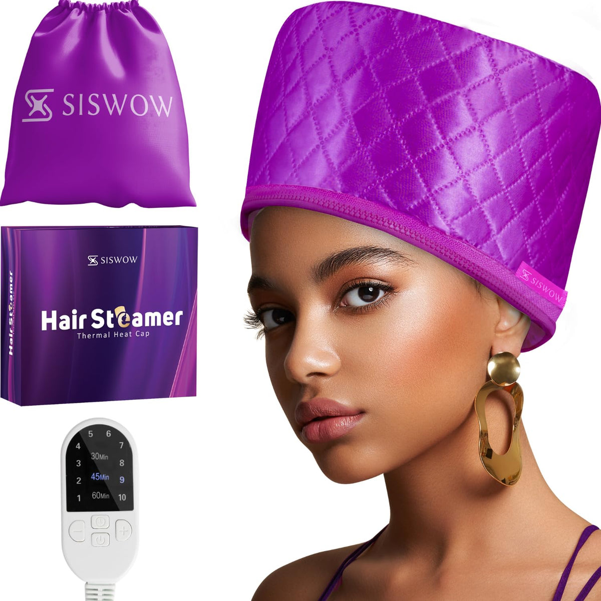 SISWOW Hair Steamer purple model front view