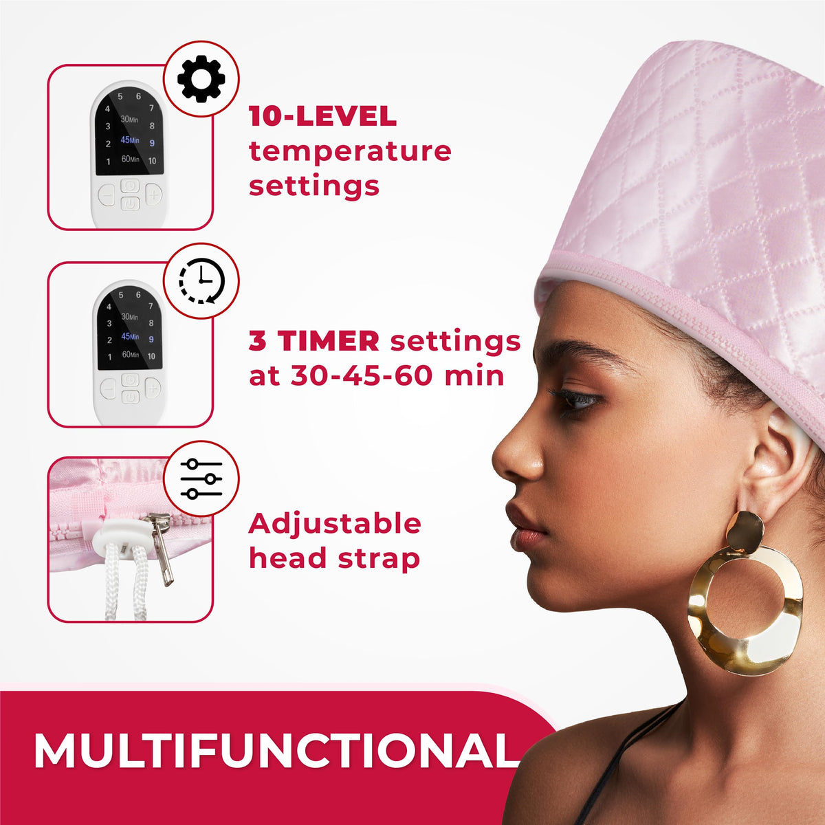 SISWOW Thermal Steamer Cap with timer settings displayed