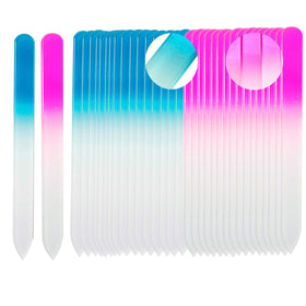 SIUSIO 40 Pack Crystal Glass Nail Files in rainbow colours front view
