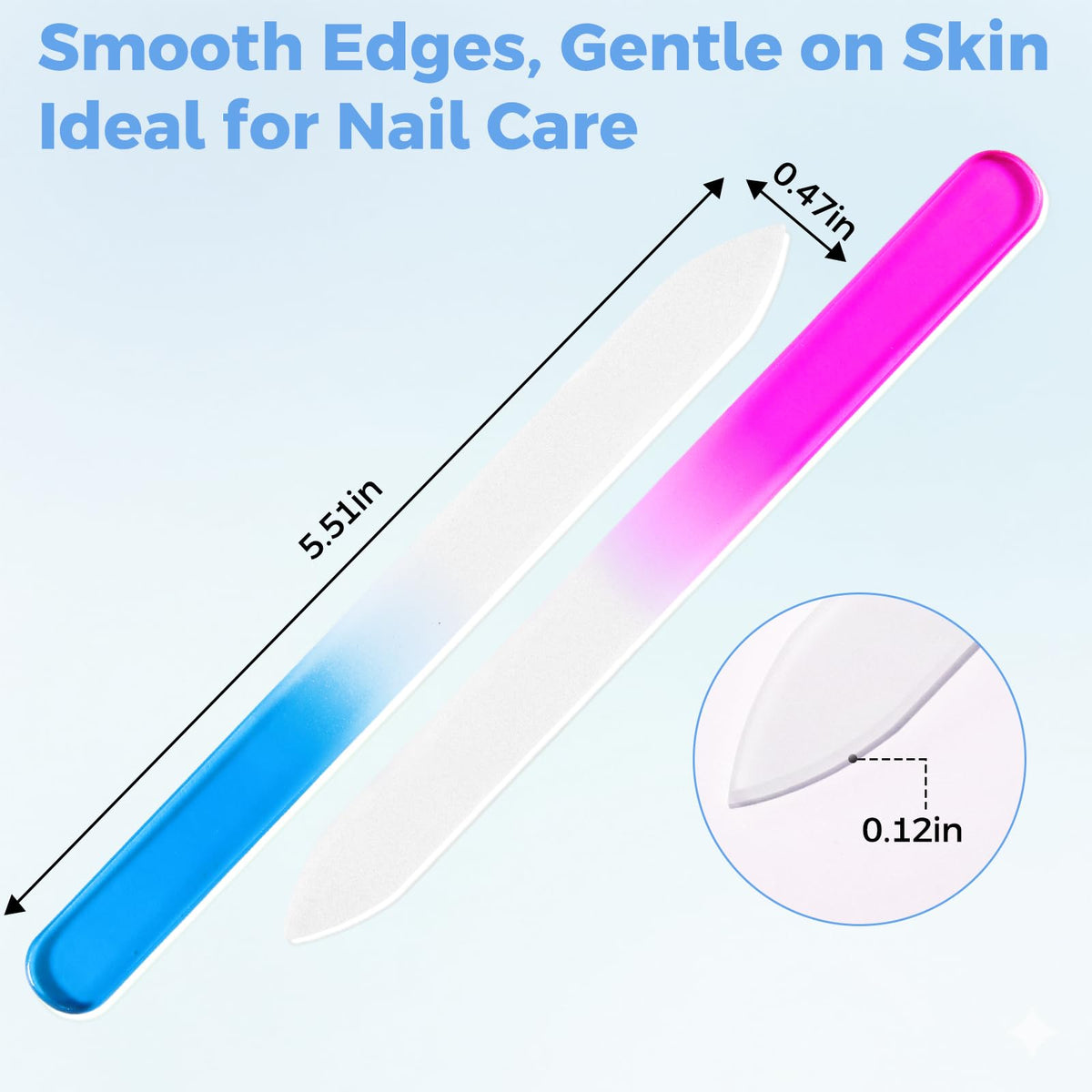 SIUSIO crystal glass nail file showing double sided use