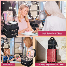 SIYNPAV Nail Polish Organizer Bag back view with luggage strap