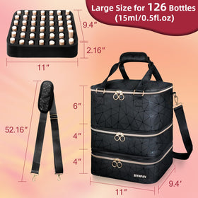 SIYNPAV Nail Polish Organizer Bag in travel setting with suitcase