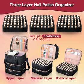 SIYNPAV Nail Polish Organizer Bag side view showing shoulder strap