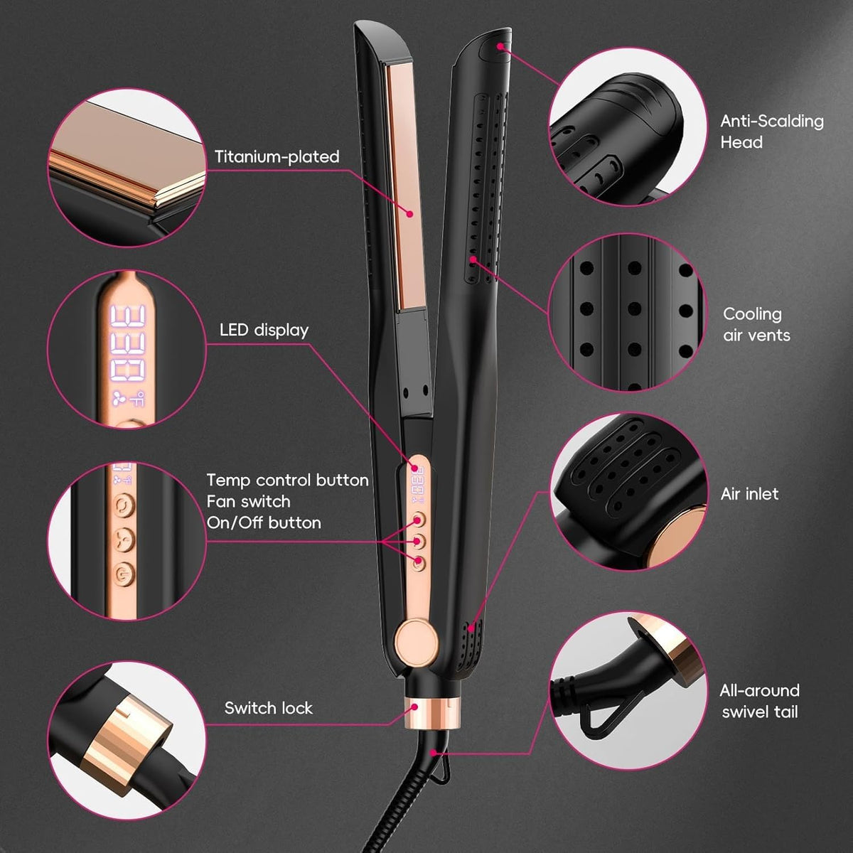 SKIMI Airflow Styler 2.0 side view showing titanium plates